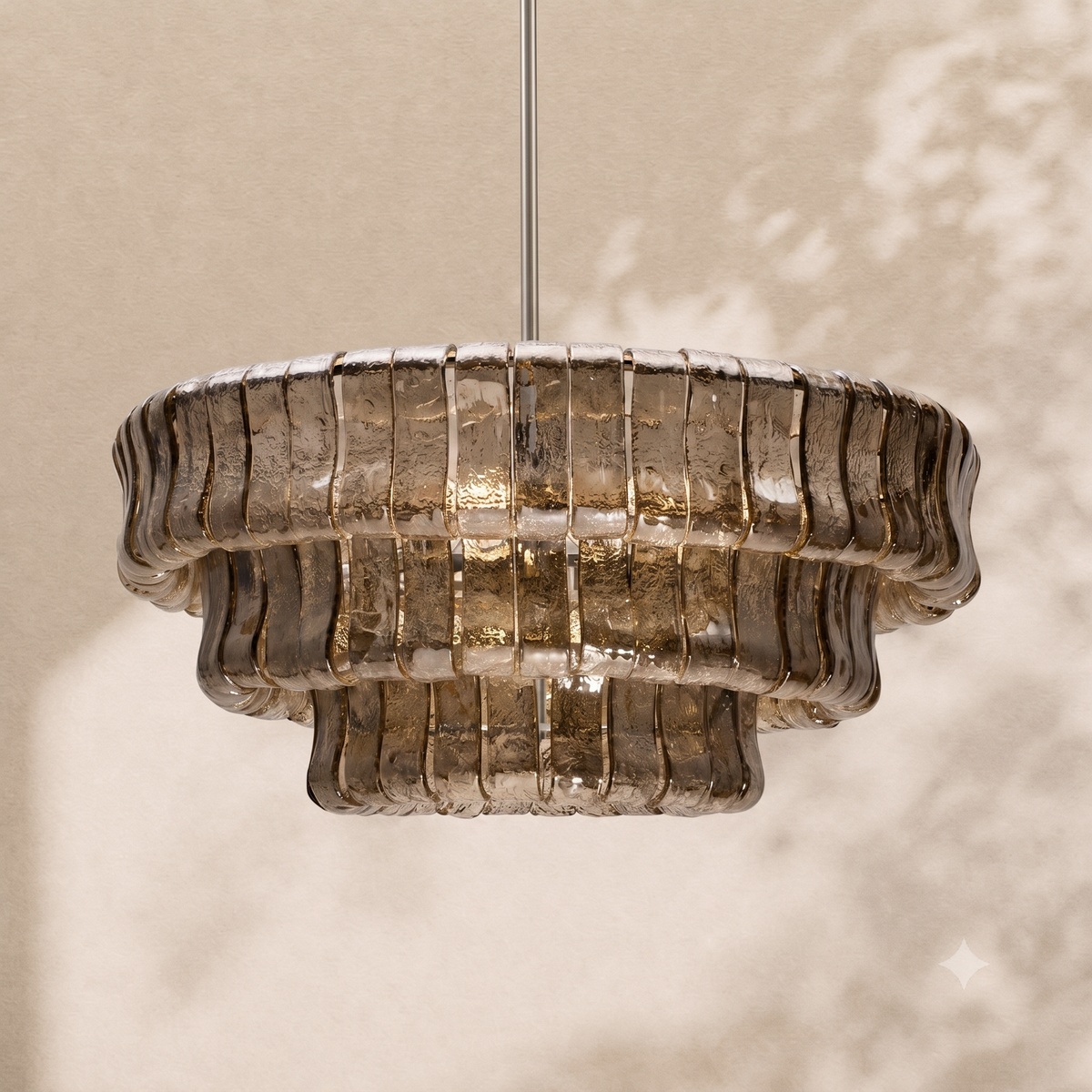 Ghiaccio 3-Tier Glass Round Chandelier 24"