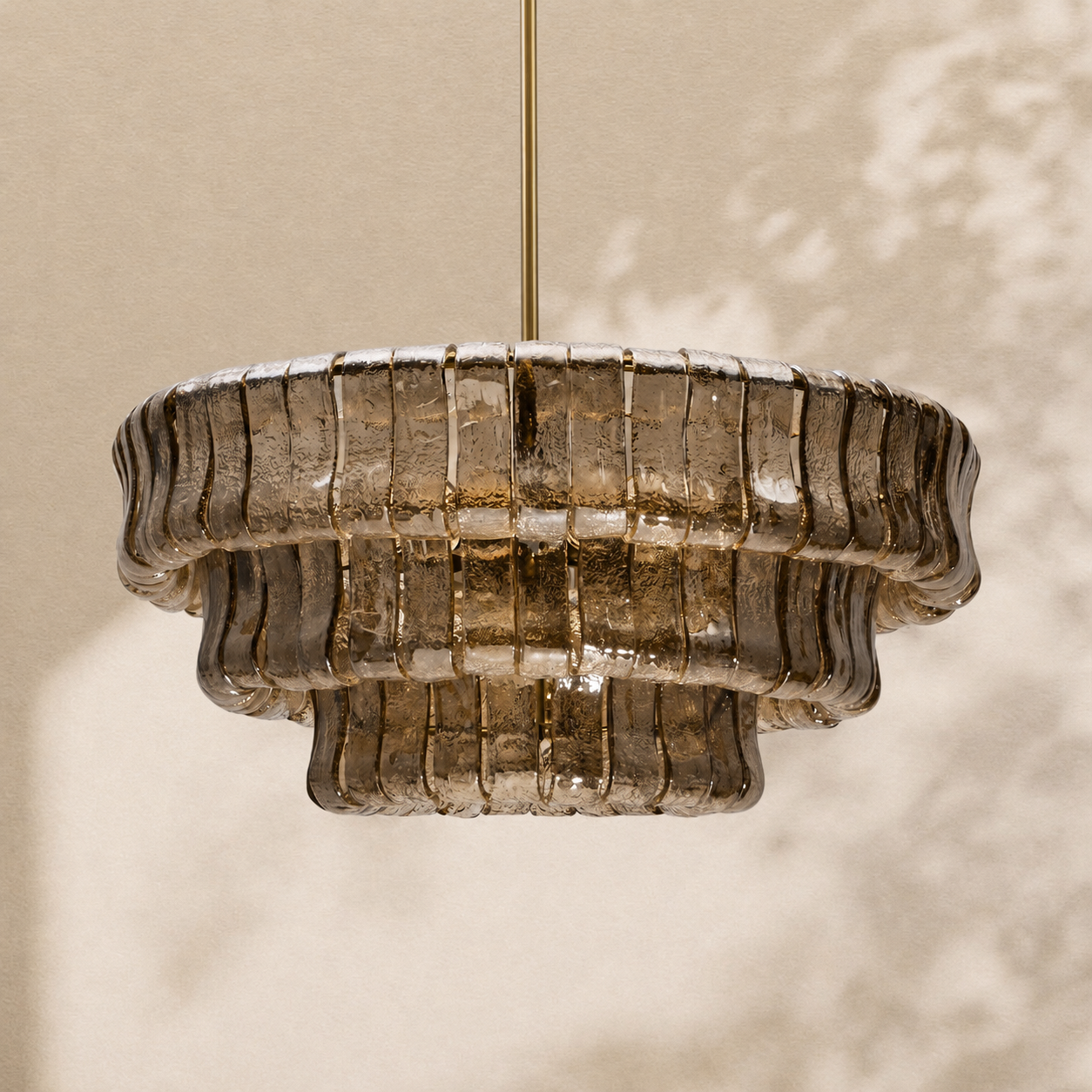 Ghiaccio 3-Tier Glass Round Chandelier 24"