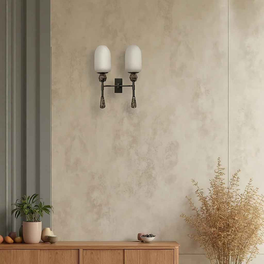 Alabaster Obelisk Double Sconce