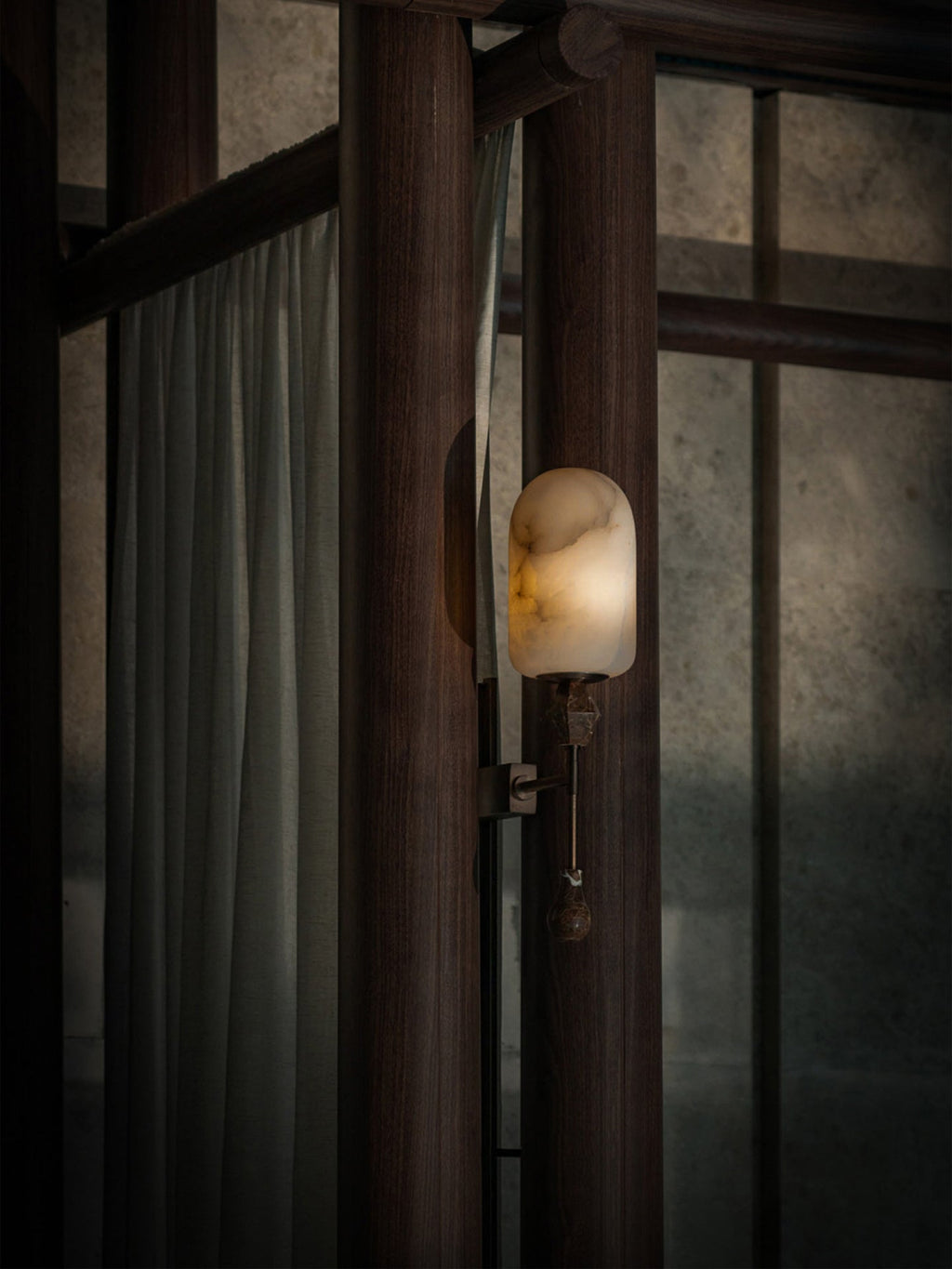 Alabaster Obelisk Double Sconce