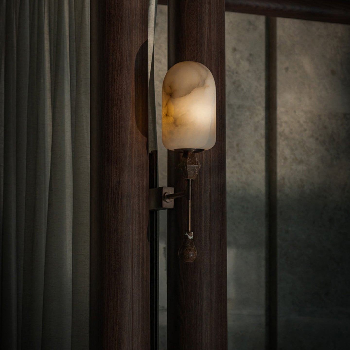 Alabaster Obelisk Double Sconce