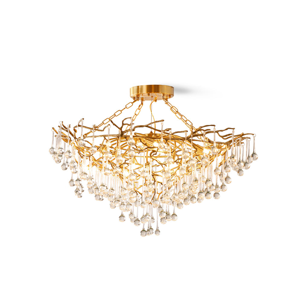 Anita Brass Branch Leaf Chandelier