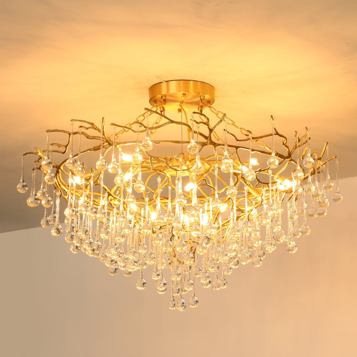 Anita Brass Branch Leaf Chandelier