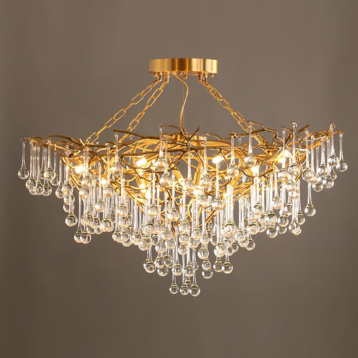 Anita Brass Branch Leaf Chandelier