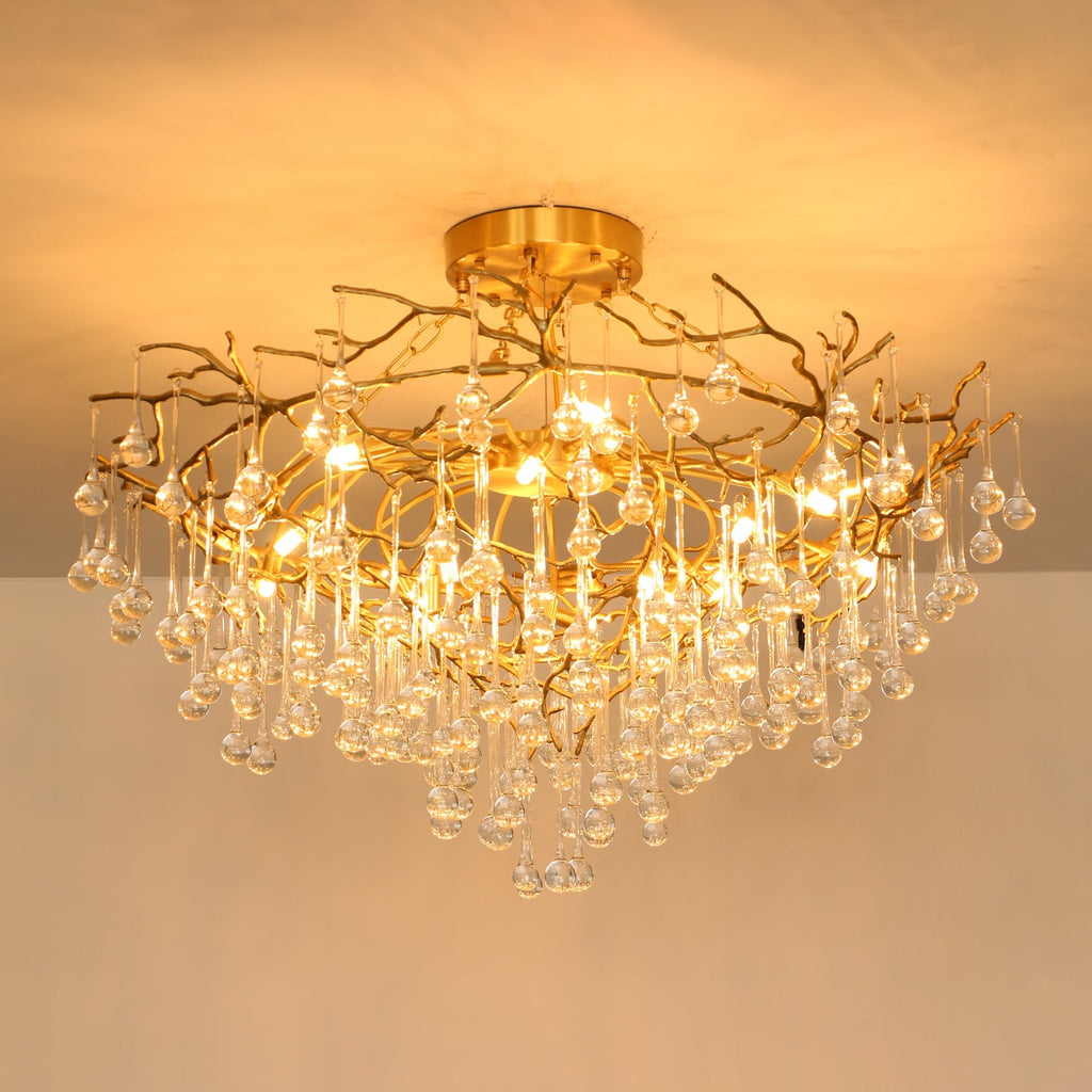 Anita Brass Branch Leaf Chandelier