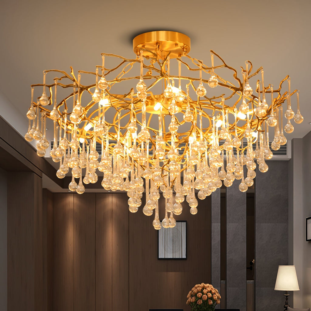 Anita Brass Branch Leaf Chandelier