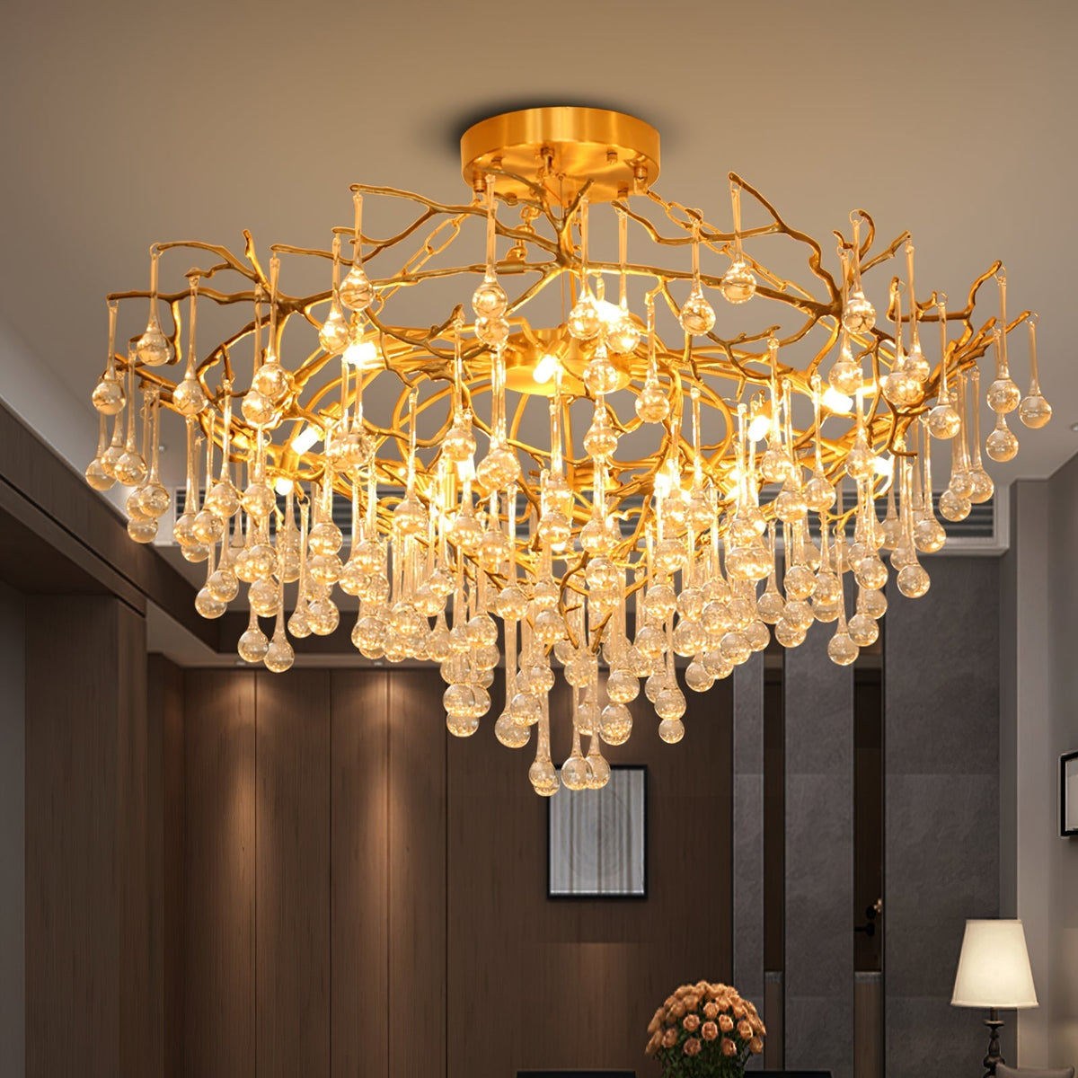 Anita Brass Branch Leaf Chandelier