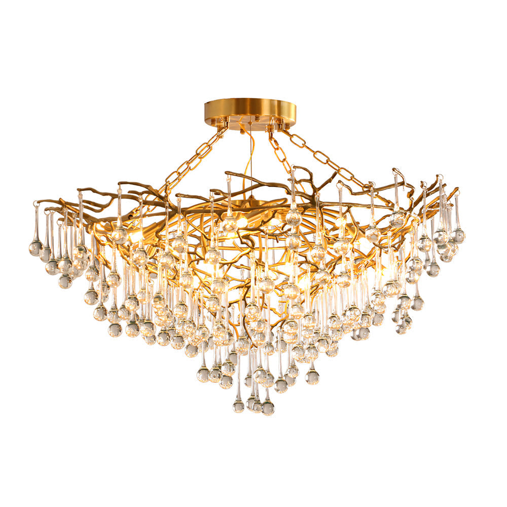 Anita Brass Branch Leaf Chandelier