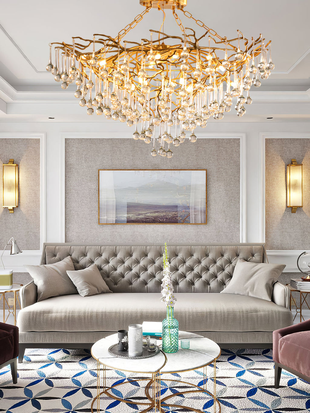 Anita Brass Branch Leaf Chandelier