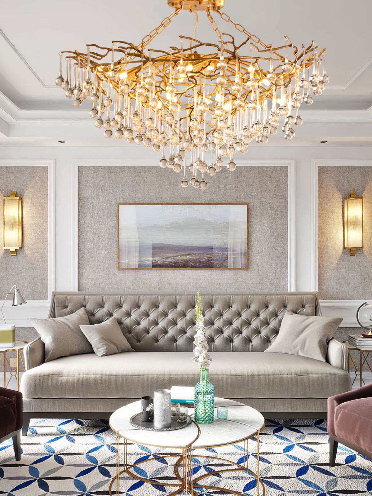 Anita Brass Branch Leaf Chandelier