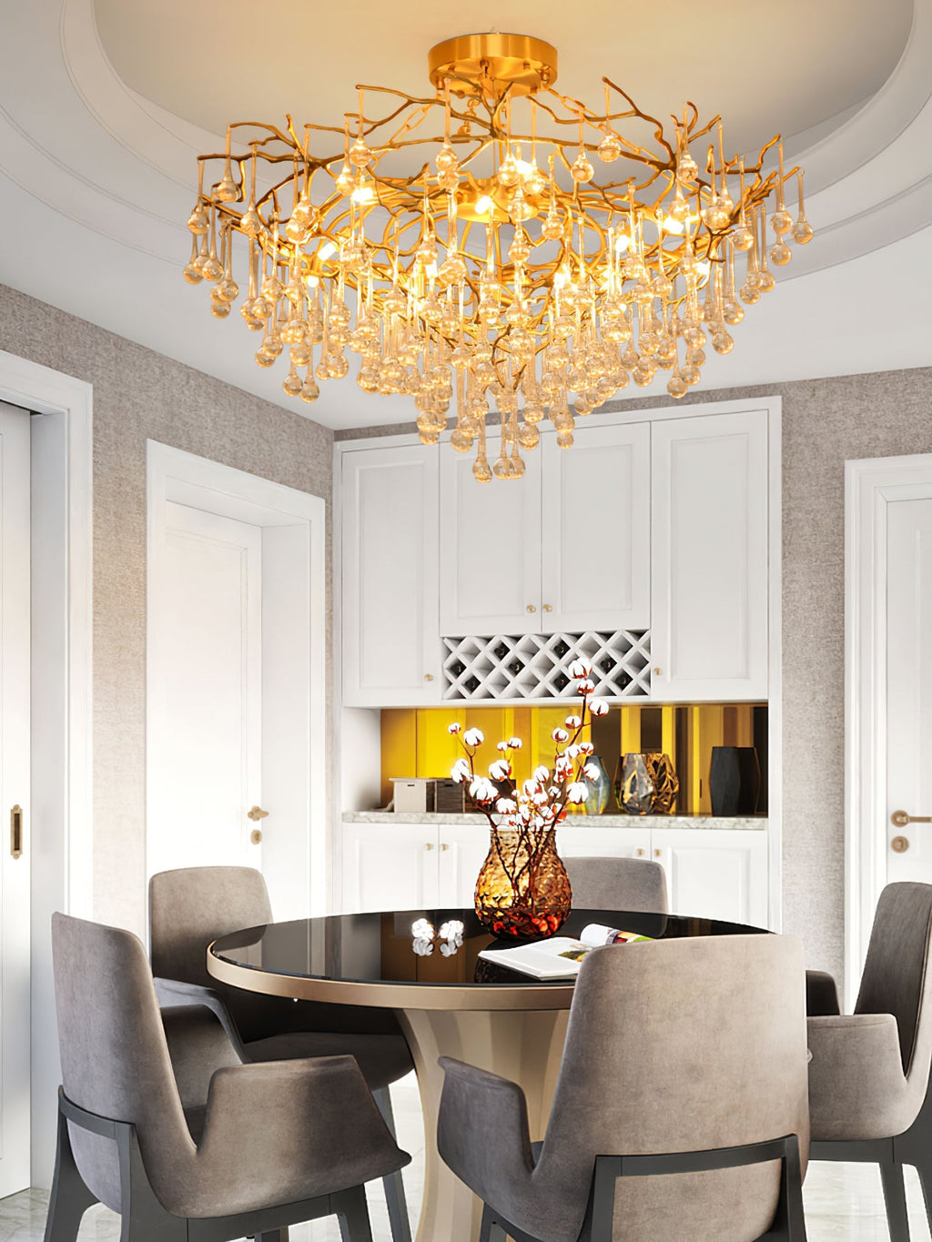Anita Brass Branch Leaf Chandelier