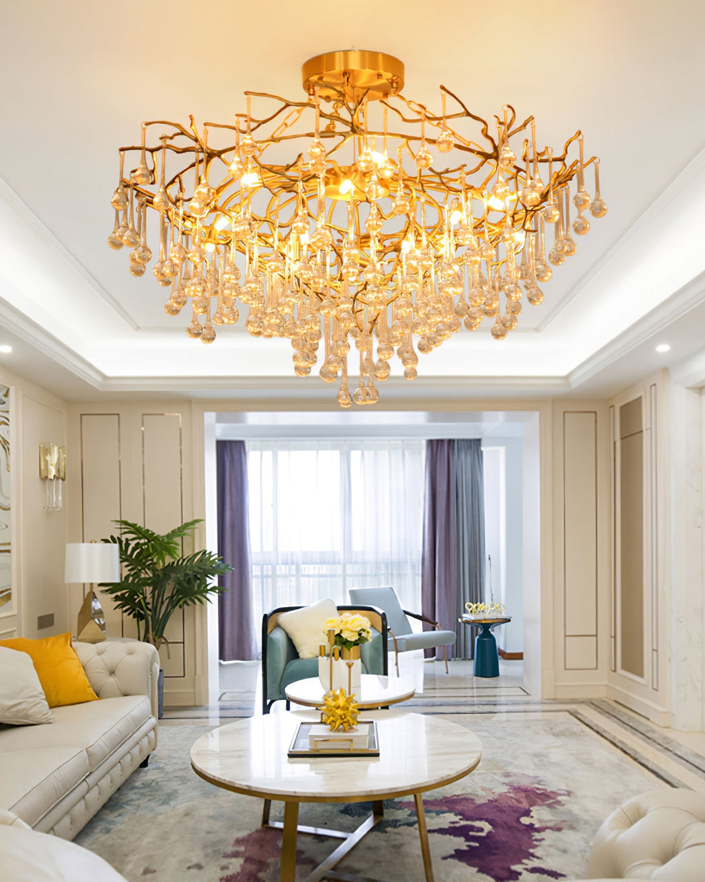 Anita Brass Branch Leaf Chandelier