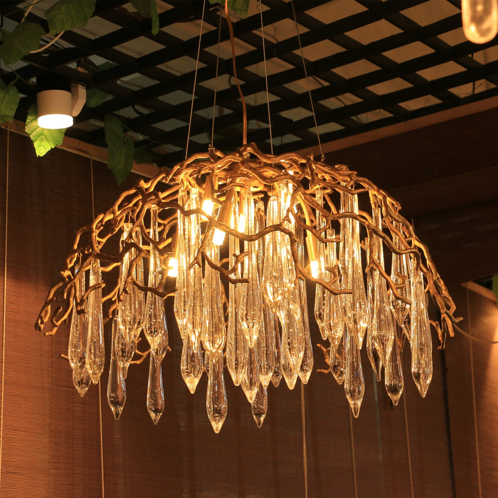 Aqua Dome Branch Brass Chandelier