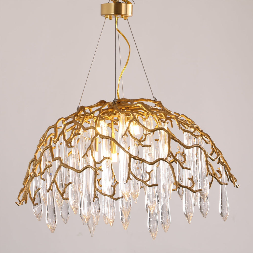 Aqua Dome Branch Brass Chandelier