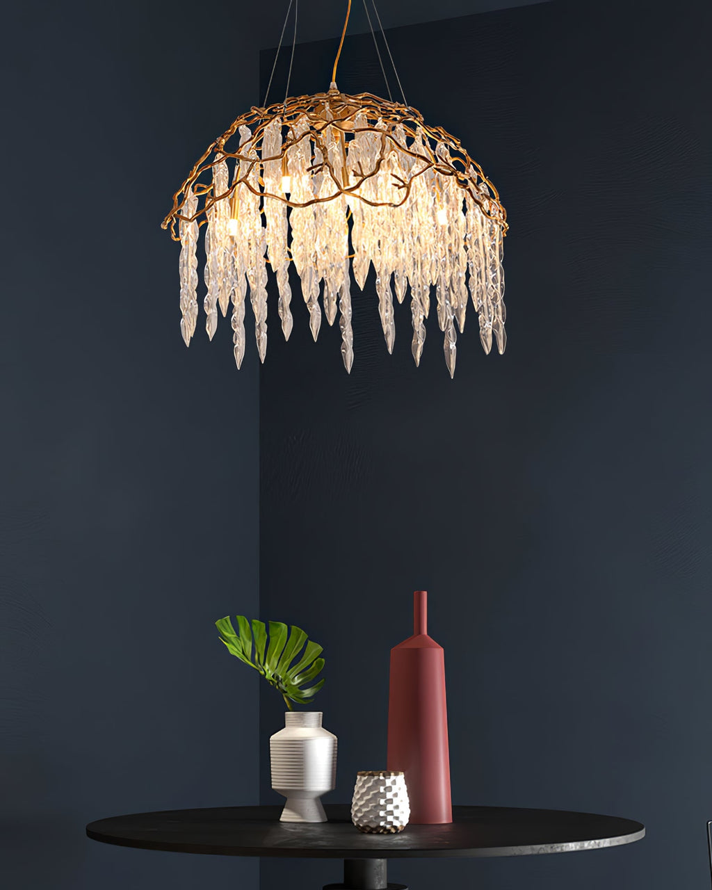 Aqua Dome Branch Brass Chandelier