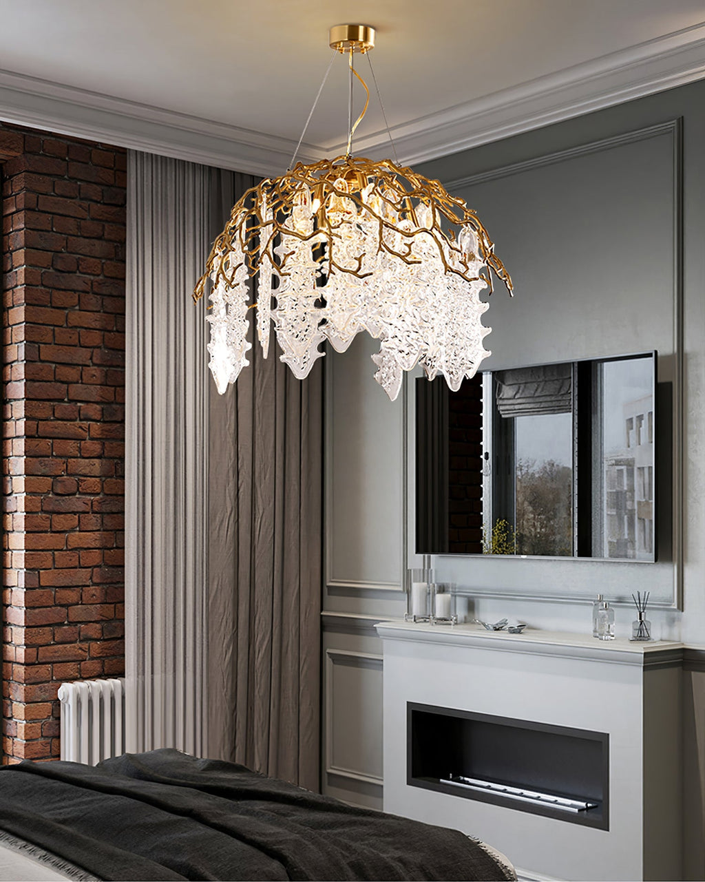 Aqua Dome Branch Brass Chandelier