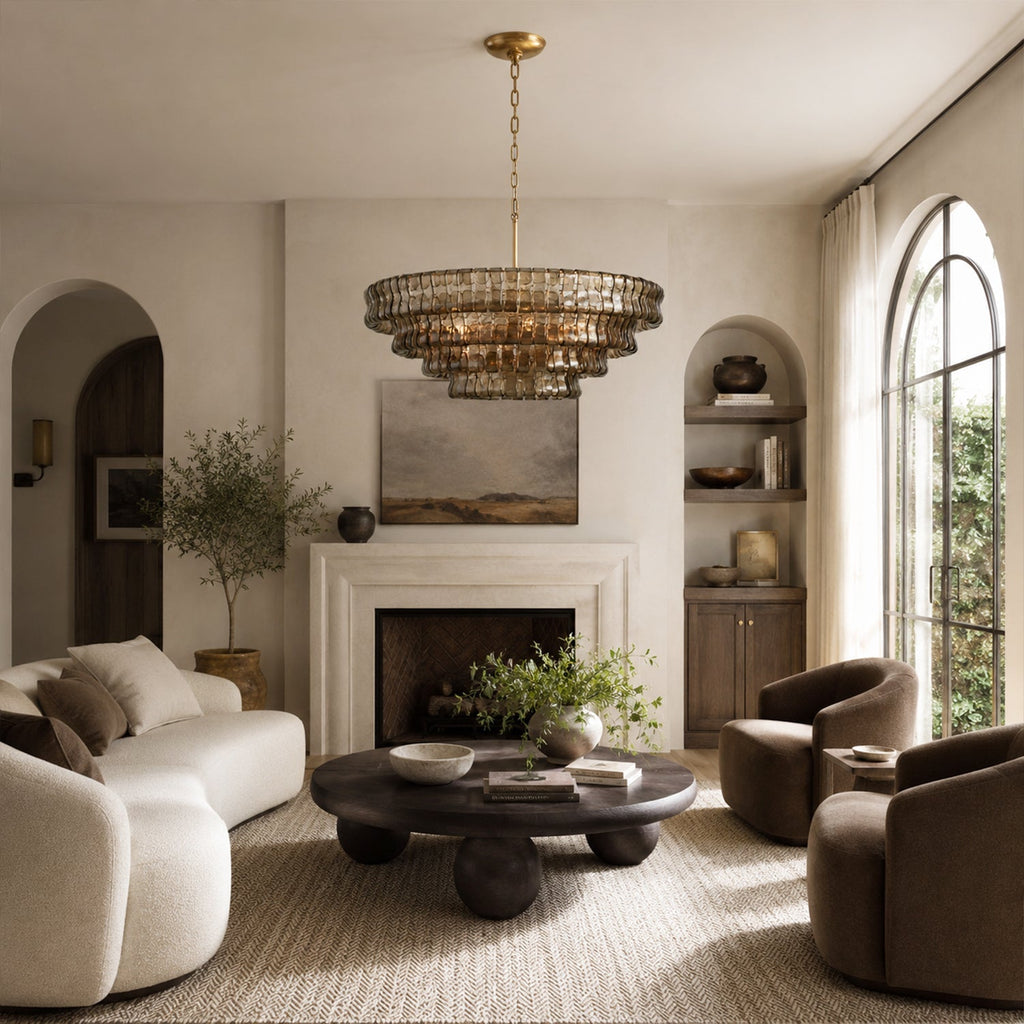 Ghiaccio 4-Tier Glass Round Chandelier 36"