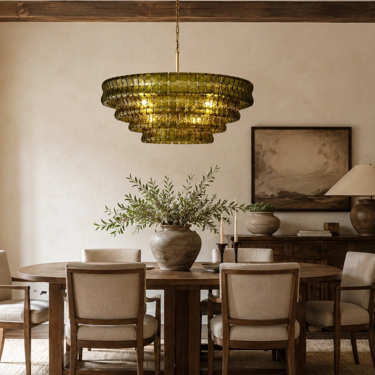 Ghiaccio 4-Tier Glass Round Chandelier 36"