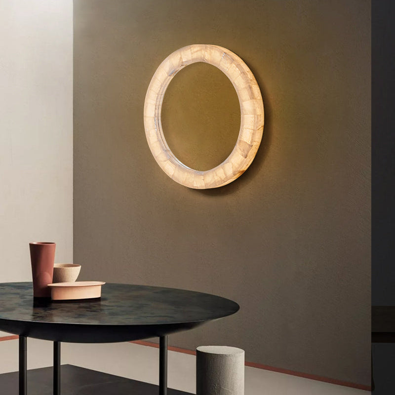 Round Circle Alabaster Marble Wall Light Fixture Mirror Sconce 30"40" - Oasislives