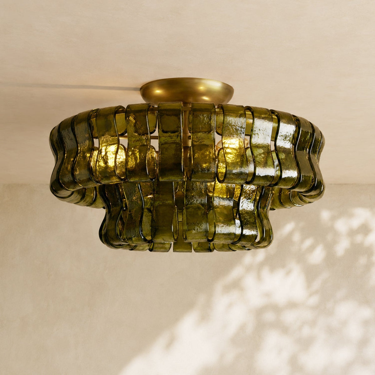 Ghiaccio 2-Tier Glass Round Flushmount 18"