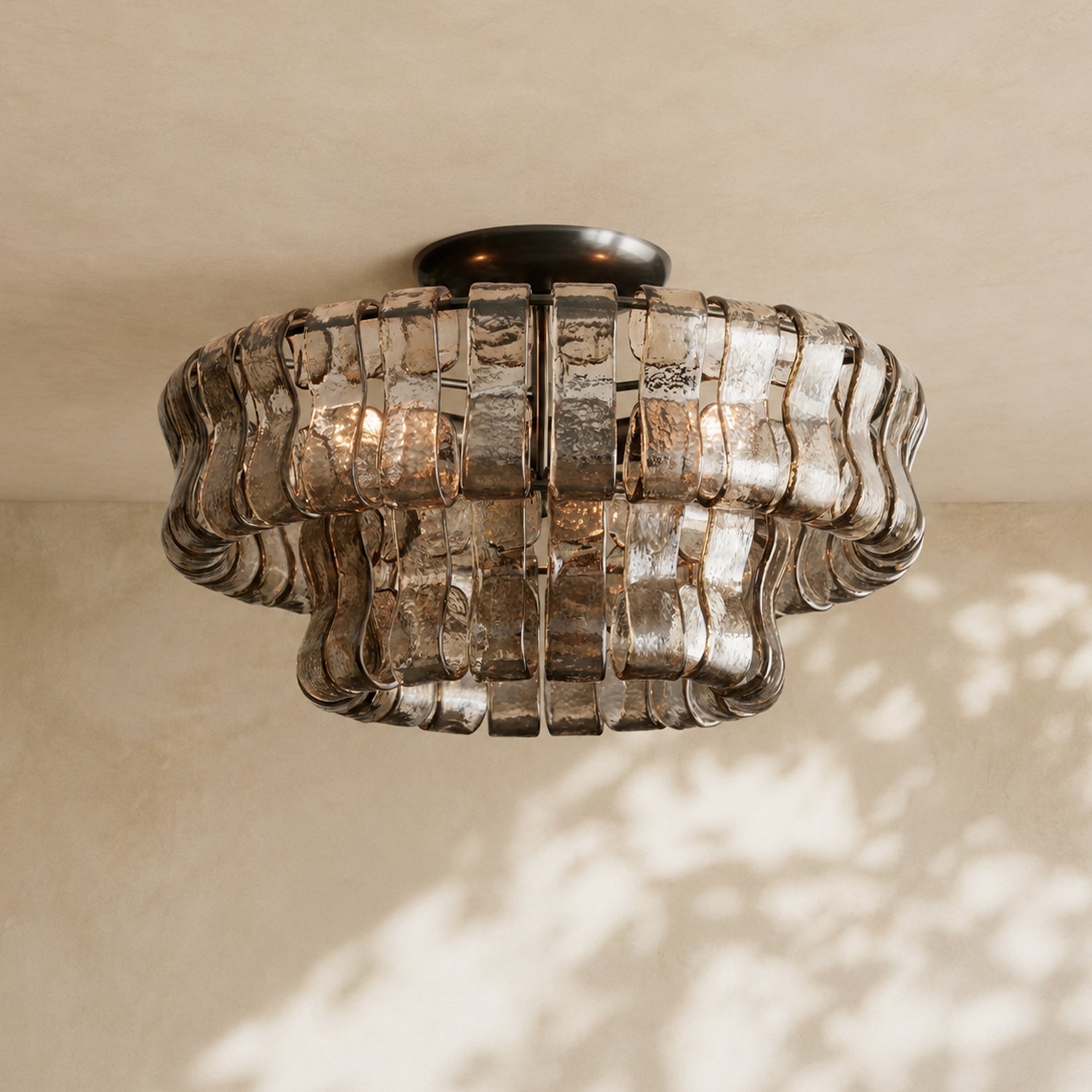 Ghiaccio 2-Tier Glass Round Flushmount 18"