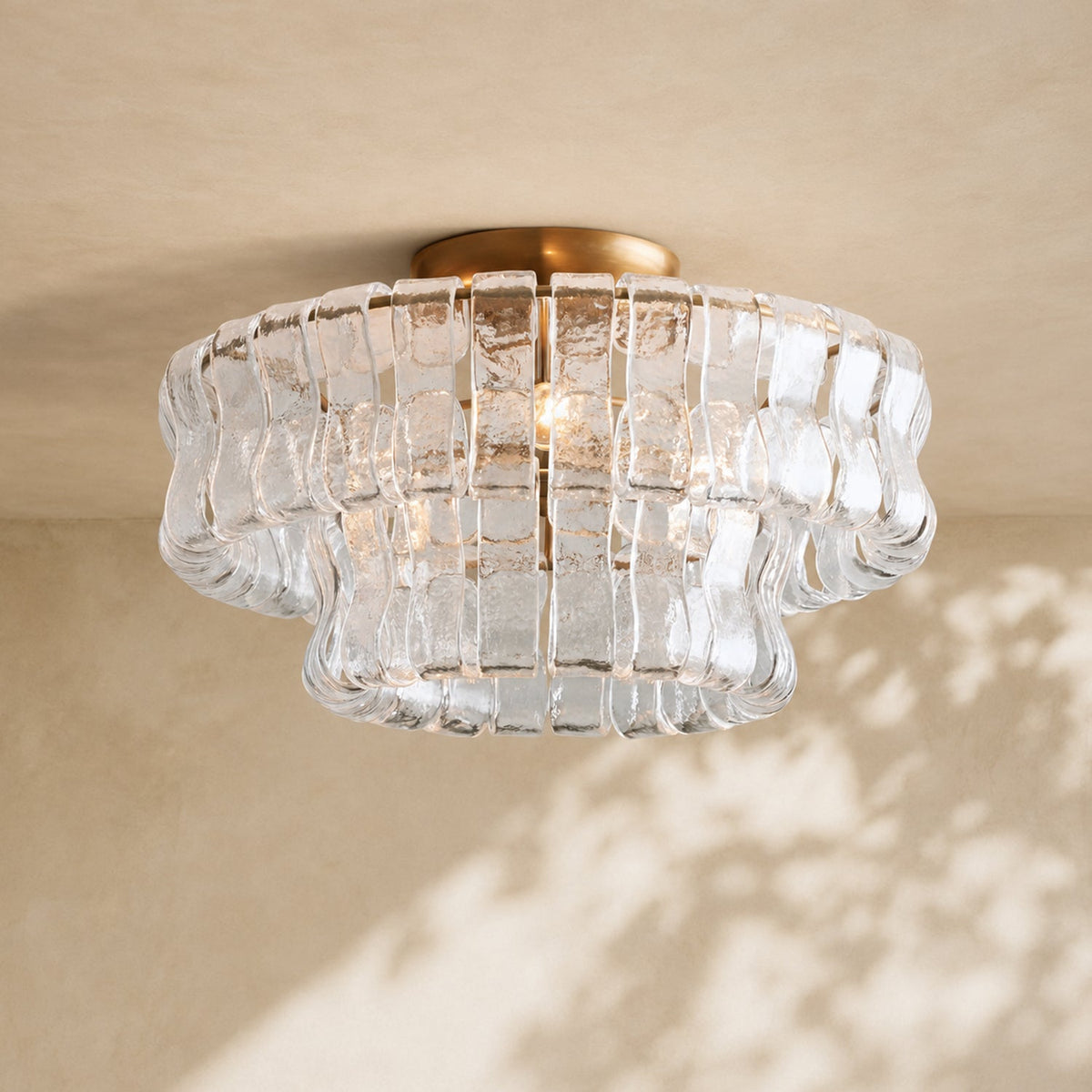 Ghiaccio 2-Tier Glass Round Flushmount 18"