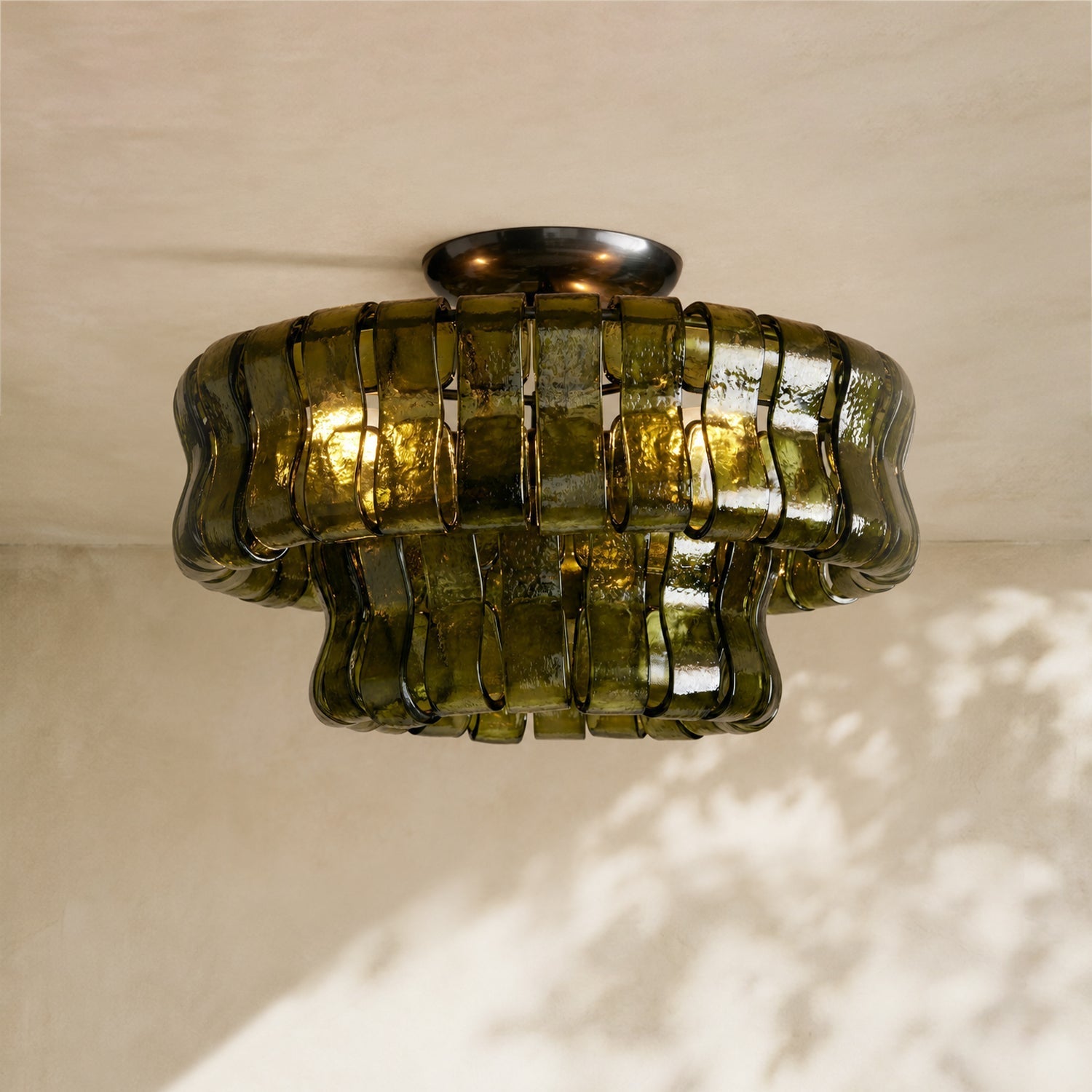 Ghiaccio 2-Tier Glass Round Flushmount 18"