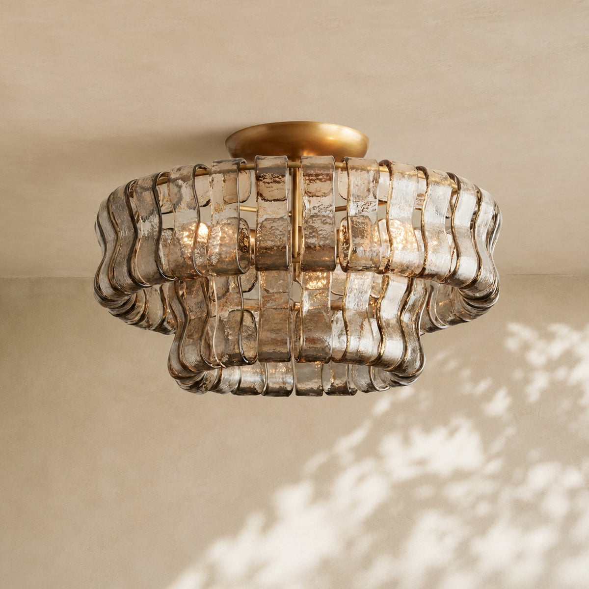Ghiaccio 2-Tier Glass Round Flushmount 18"