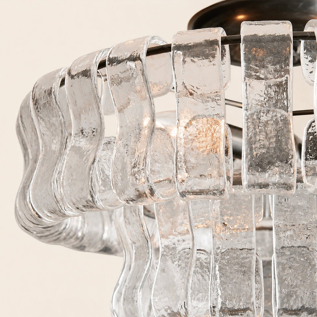 Ghiaccio 2-Tier Glass Round Flushmount 18"