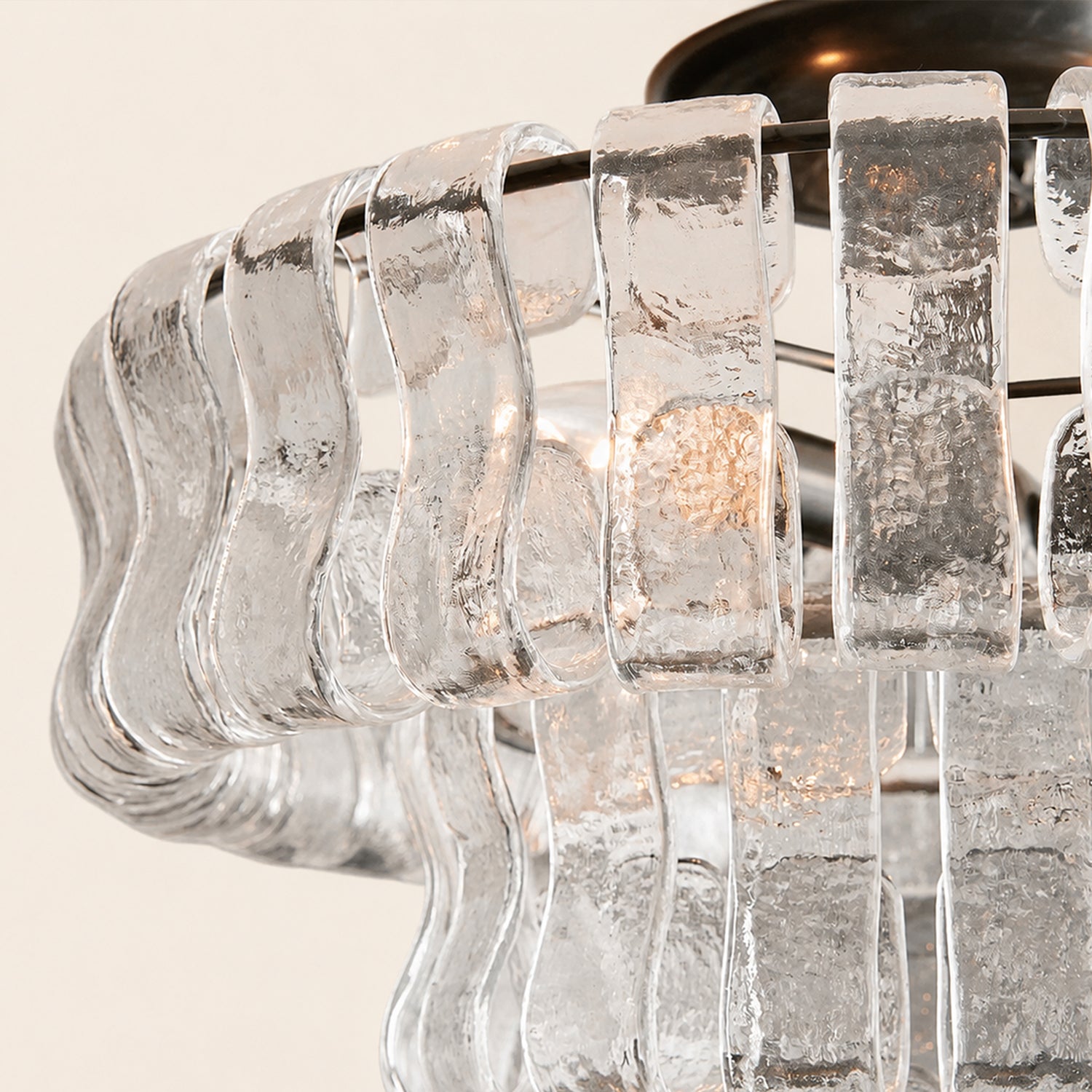 Ghiaccio 2-Tier Glass Round Flushmount 18"