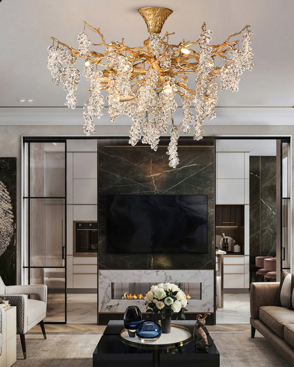 Grape Branch Crystal Chandelier
