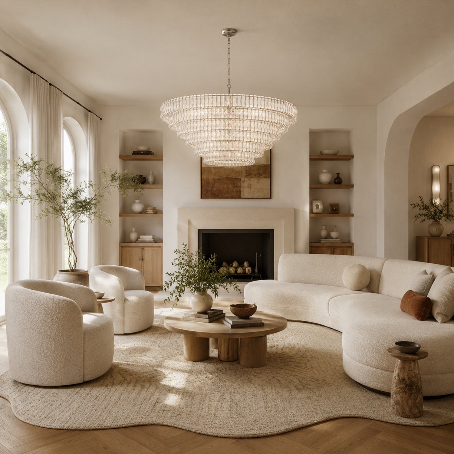Ghiaccio 7-Tier Glass Round Chandelier 60"