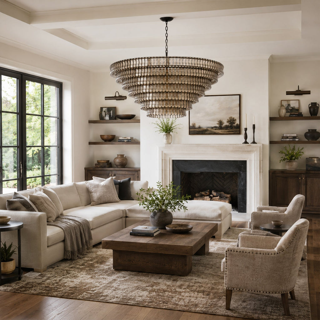 Ghiaccio 7-Tier Glass Round Chandelier 60"