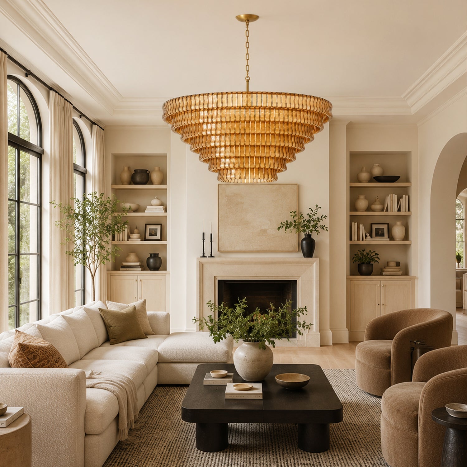 Ghiaccio 7-Tier Glass Round Chandelier 60"