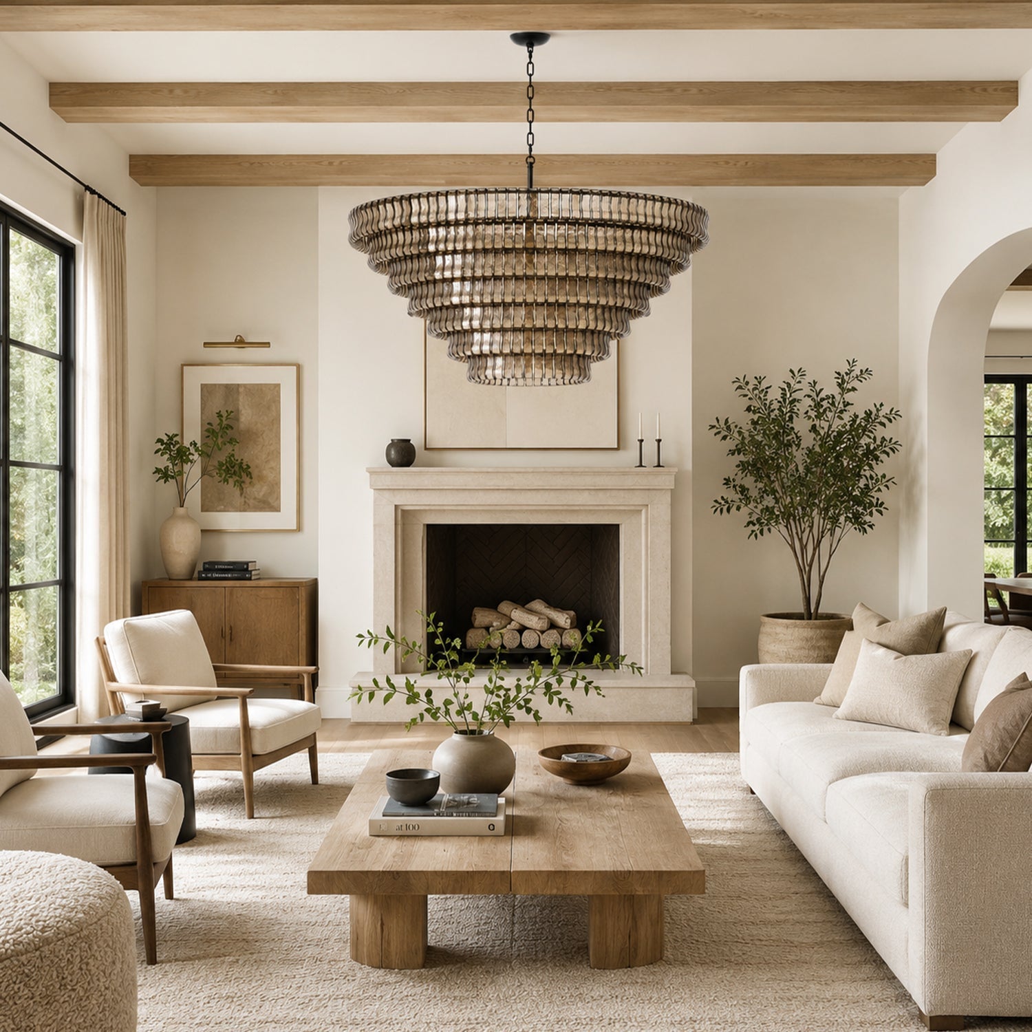 Ghiaccio 7-Tier Glass Round Chandelier 60"