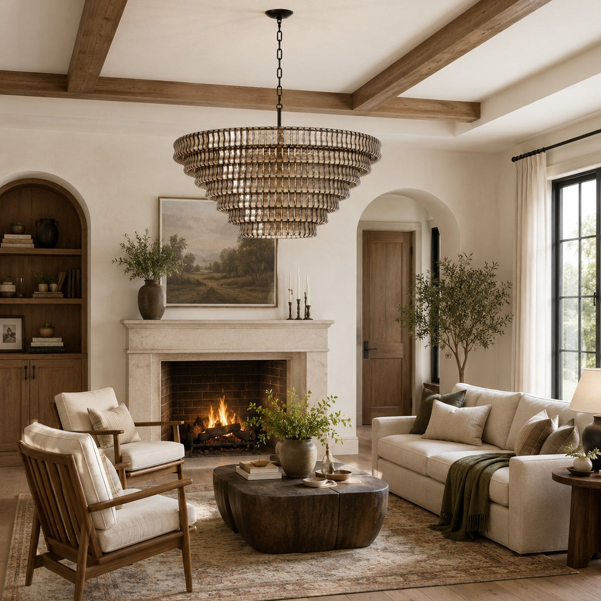 Ghiaccio 7-Tier Glass Round Chandelier 60"