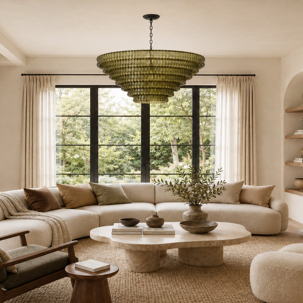 Ghiaccio 7-Tier Glass Round Chandelier 60"