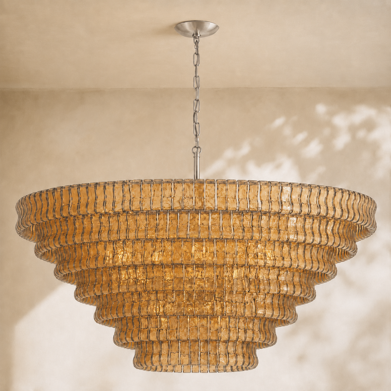 Ghiaccio 7-Tier Glass Round Chandelier 60"