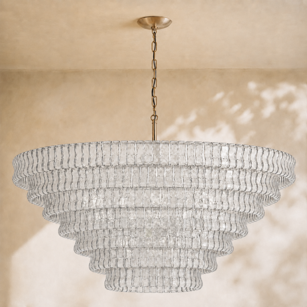 Ghiaccio 7-Tier Glass Round Chandelier 60"