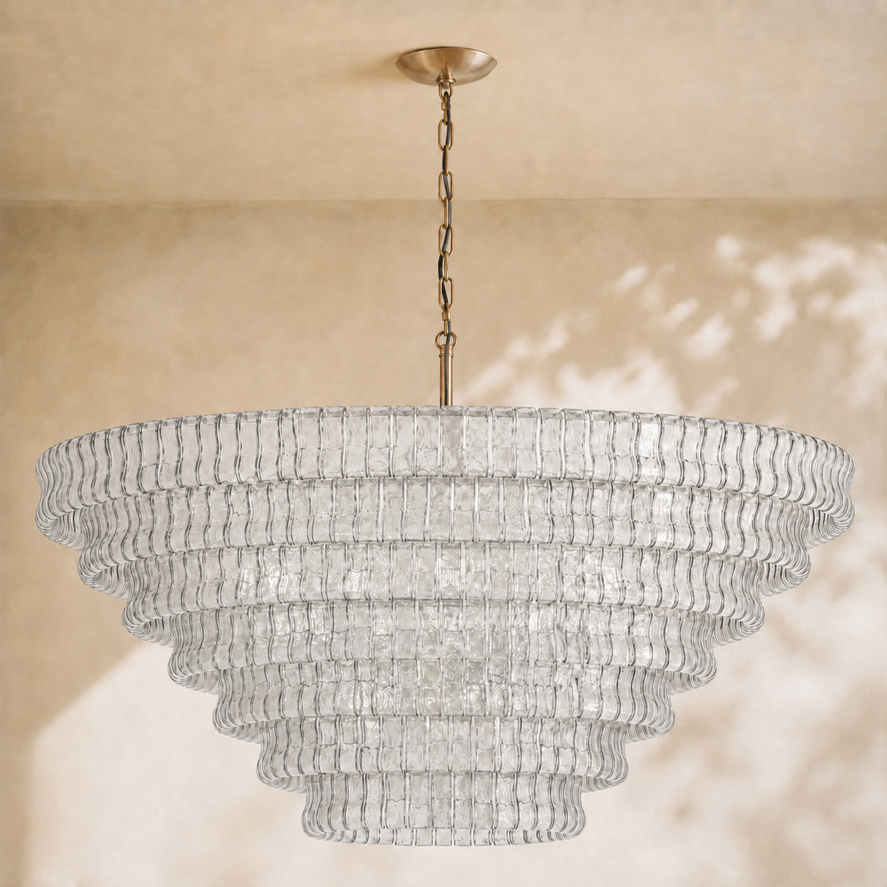 Ghiaccio 7-Tier Glass Round Chandelier 60"