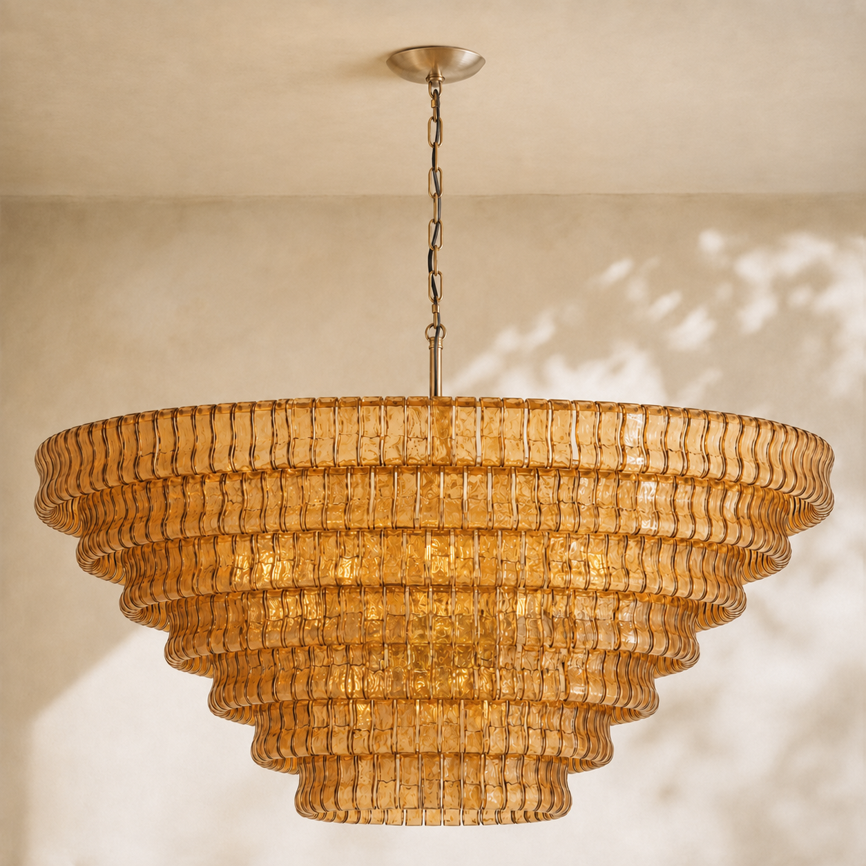 Ghiaccio 7-Tier Glass Round Chandelier 60"