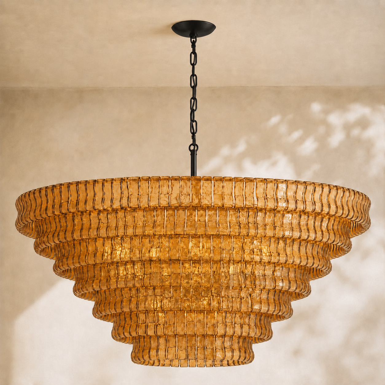 Ghiaccio 7-Tier Glass Round Chandelier 60"