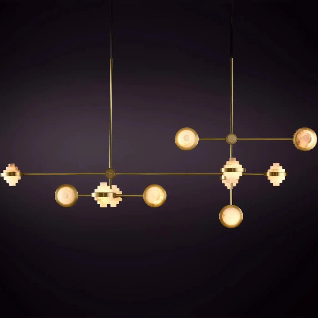 IRLS Complex Array Alabaster & Brass Chandelier