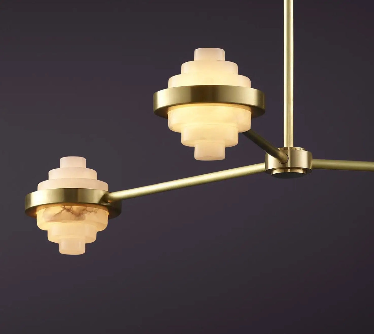 IRLS Three Arms Linear Brass and Alabaster Pendant Light