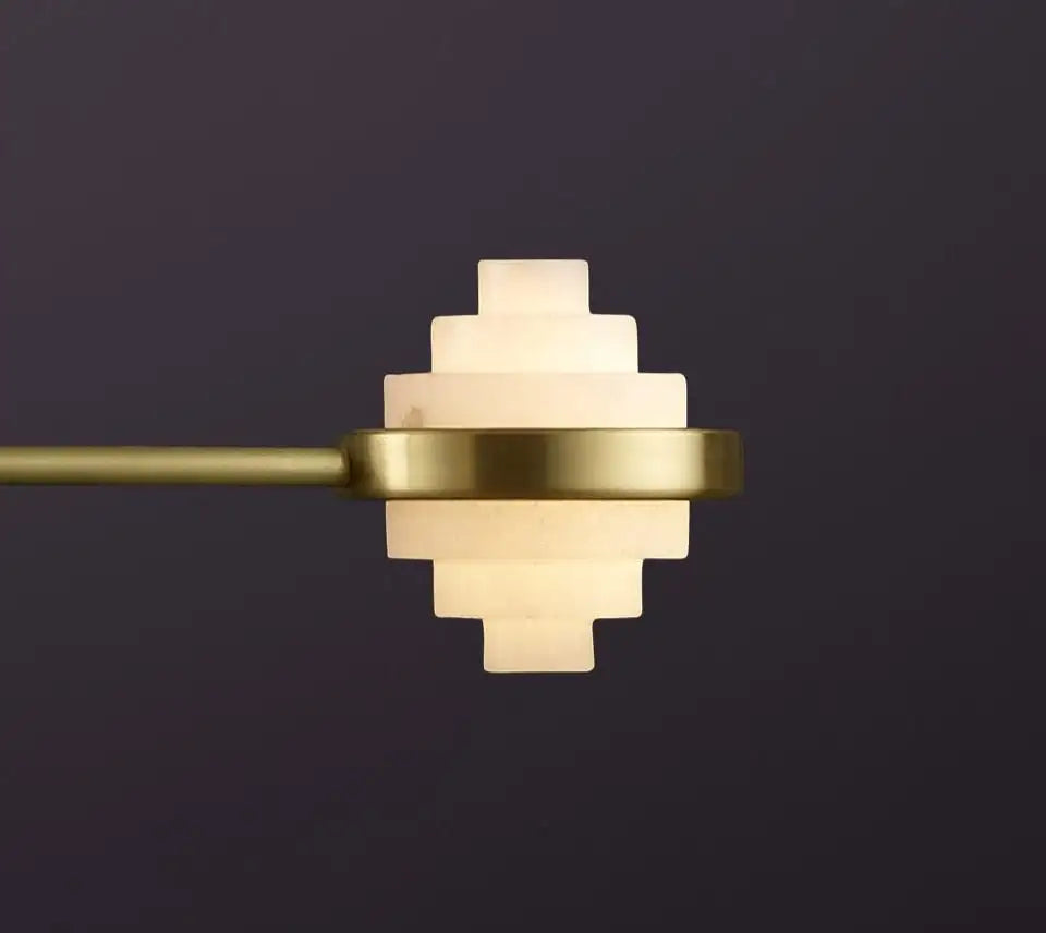 IRLS Three Arms Linear Brass and Alabaster Pendant Light