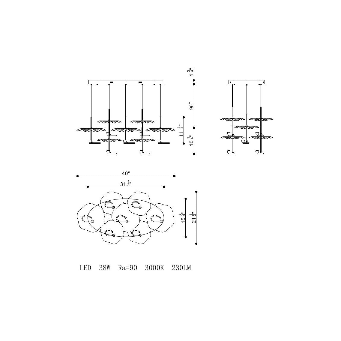 Lagatto Oval Chandelier 7-Light