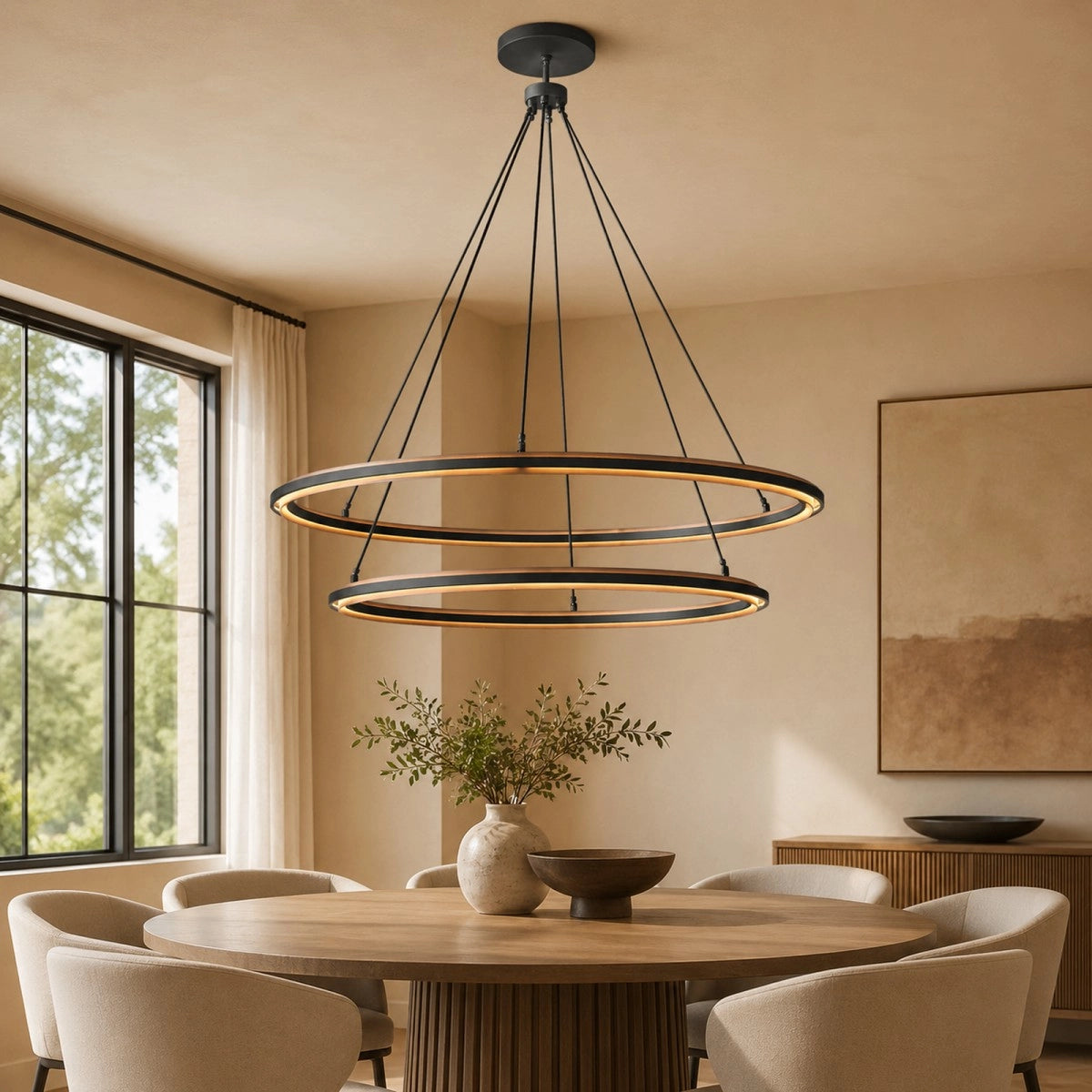 Pelta 2-Tier Round Chandelier 60"