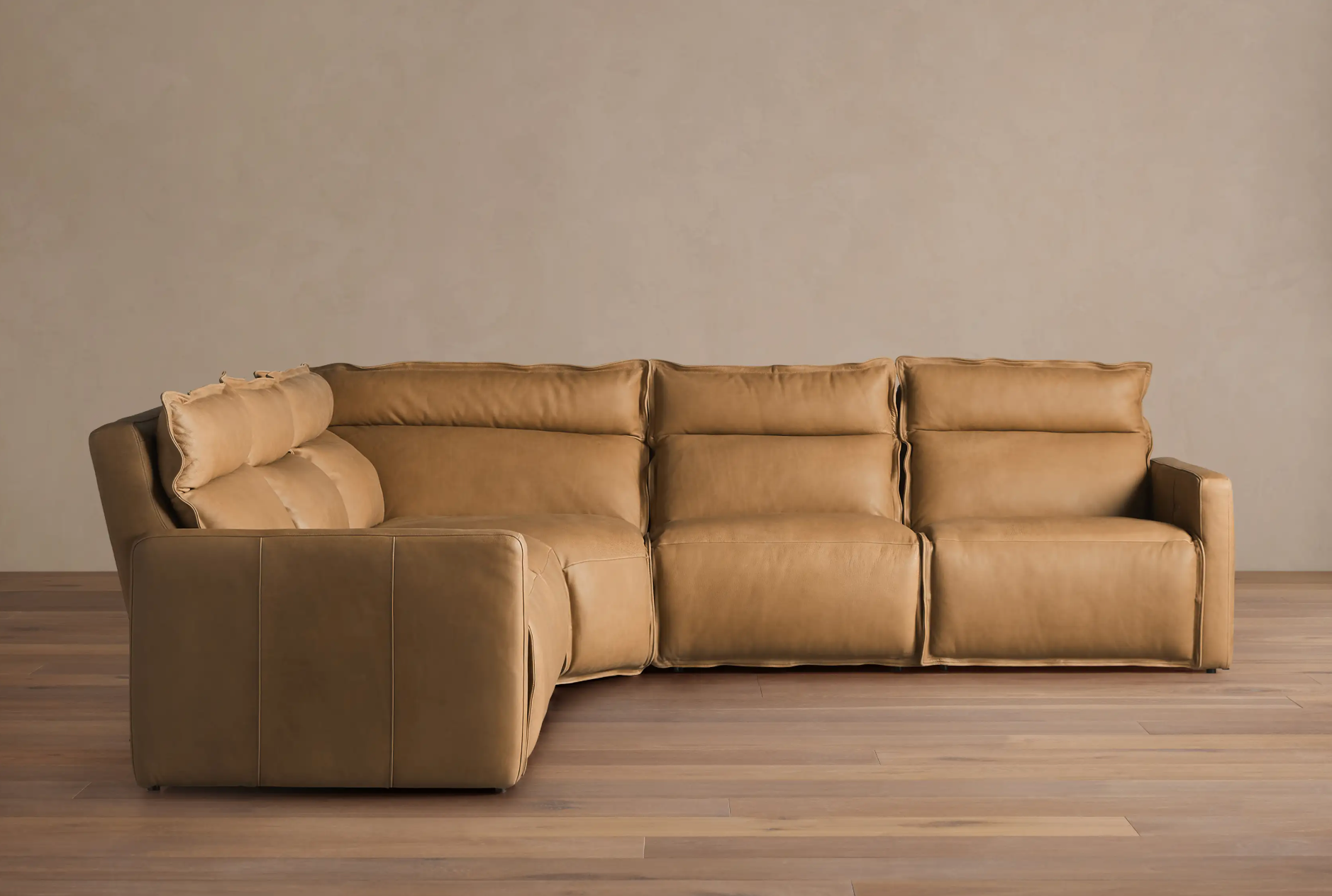 Rowland Leather Five-Piece Motion Corner Sectional