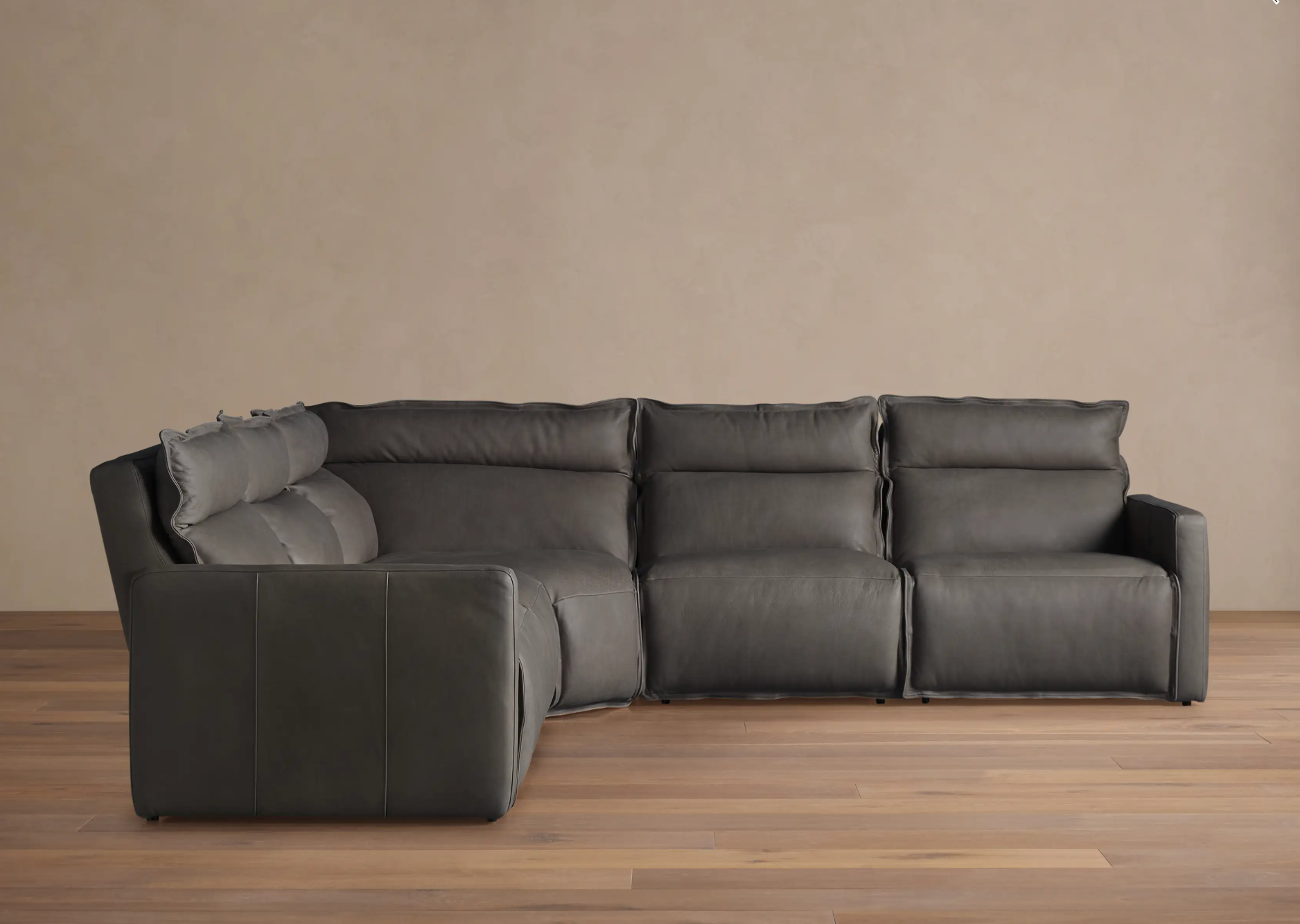 Rowland Leather Five-Piece Motion Corner Sectional