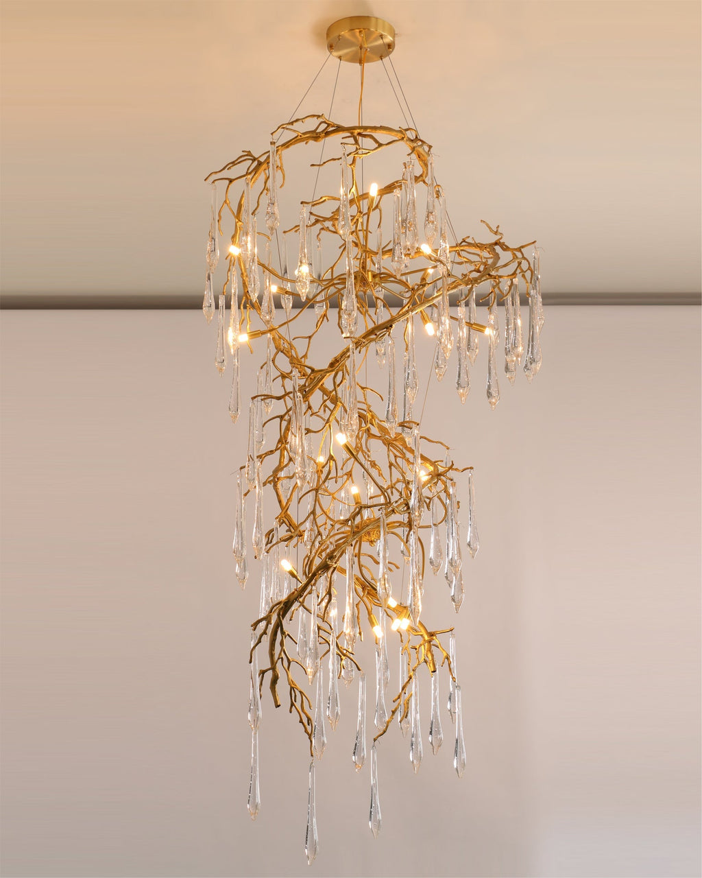 Spiral Branch Crystal Chandelier